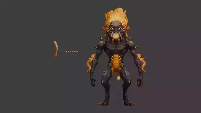 Fiery Demon Monster 3D Model for Games and Animation