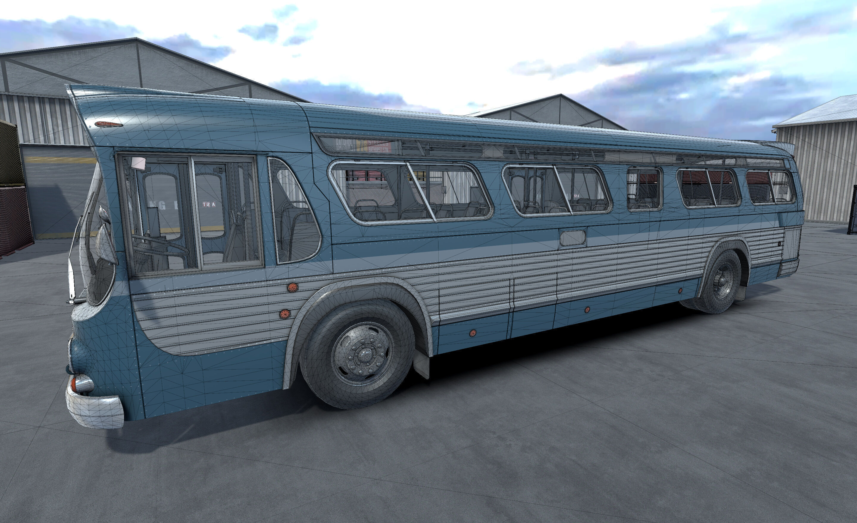 Classic Bus unity asset Low-poly 3D model_19