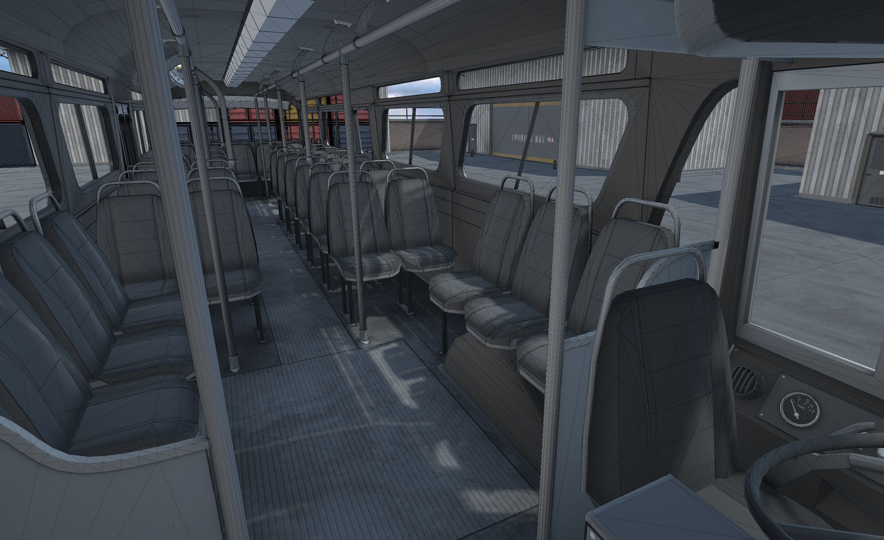 Classic Bus unity asset Low-poly 3D model_24
