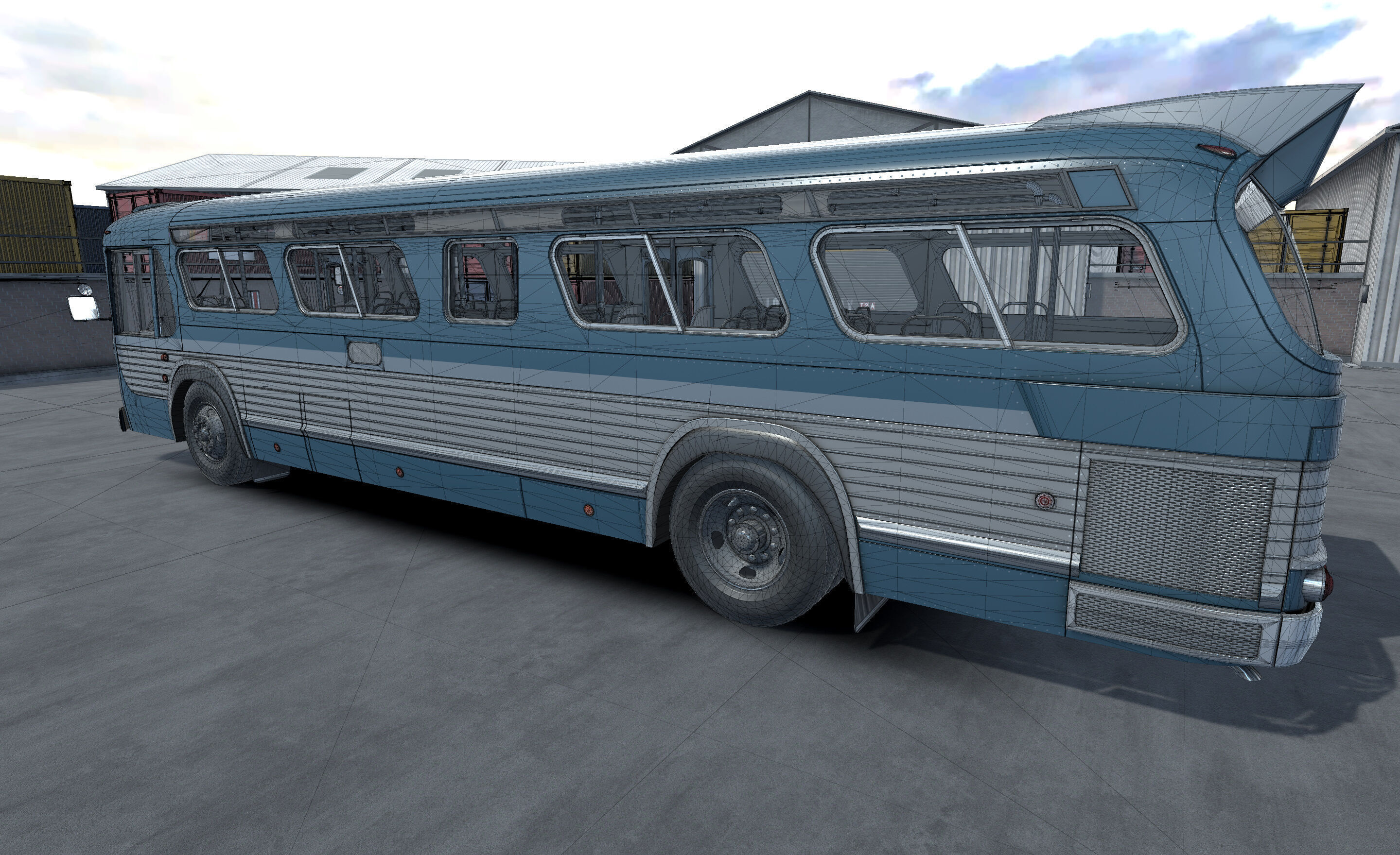 Classic Bus unity asset Low-poly 3D model_20