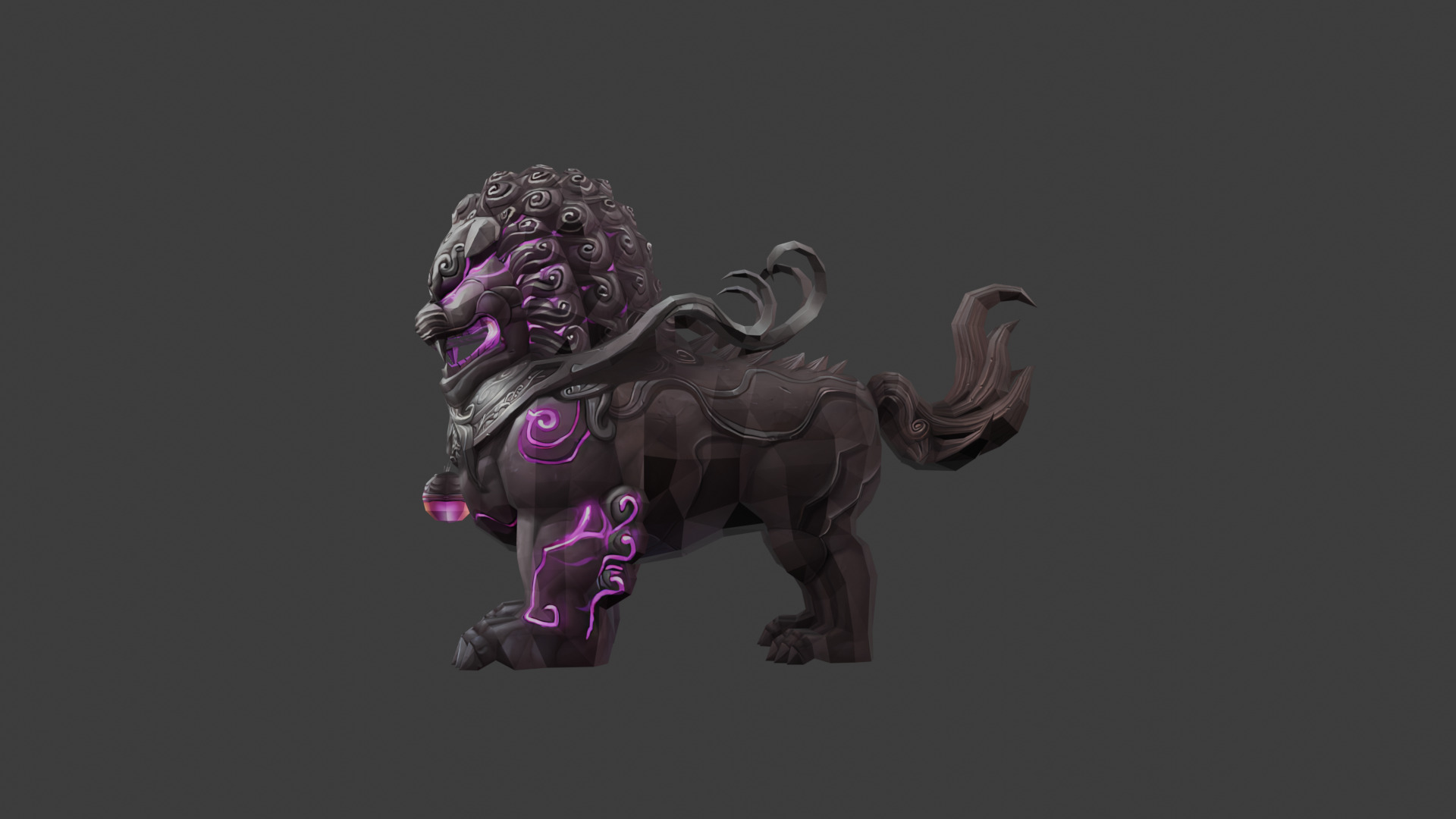 Mystical Guardian Lion with Glowing Accents 3D model_2