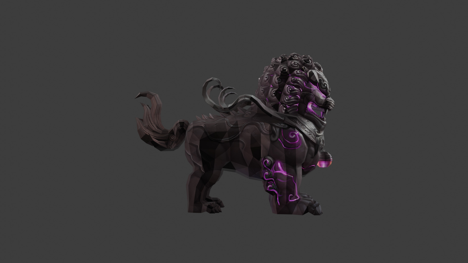 Mystical Guardian Lion with Glowing Accents 3D model_3