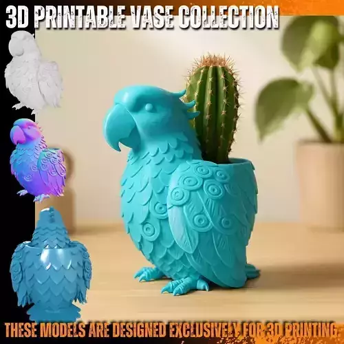 Tropical Parrot Planter Cheerful 3D Printable Organizer
