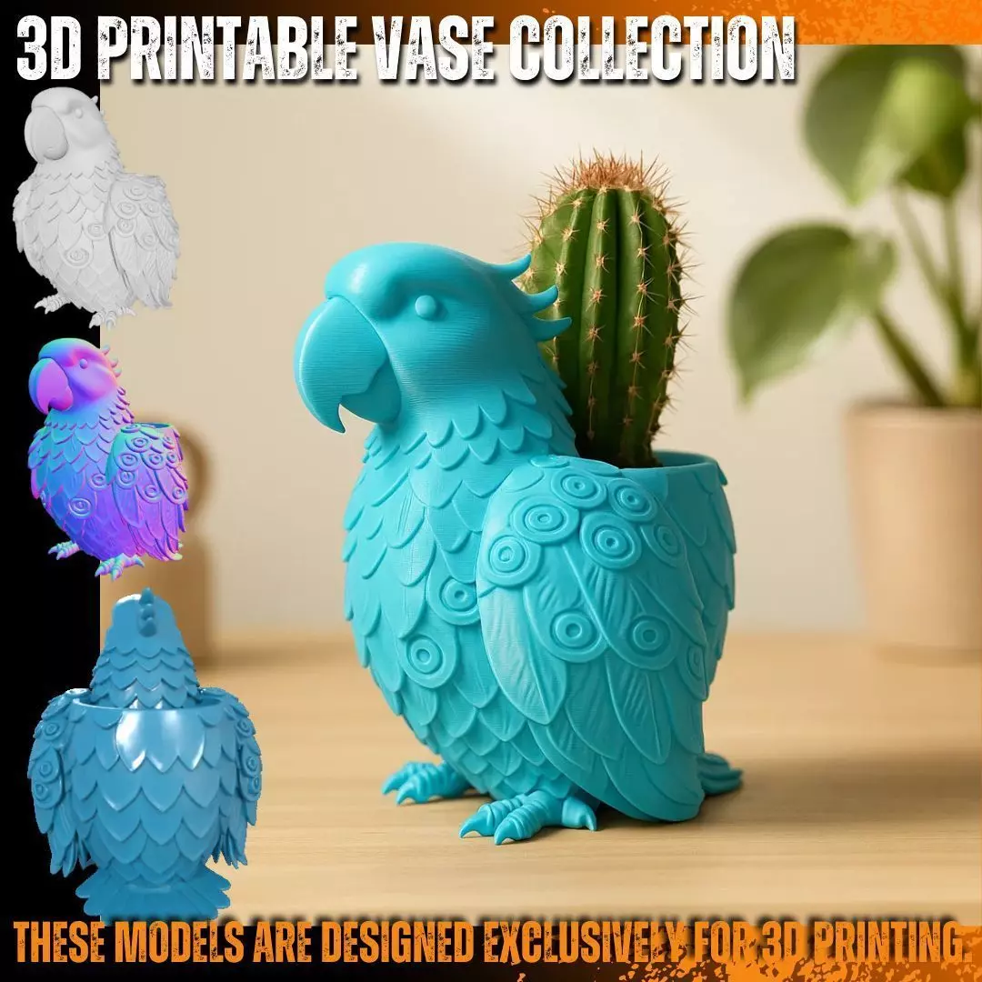 Tropical Parrot Planter Cheerful 3D Printable Organizer 3D print model