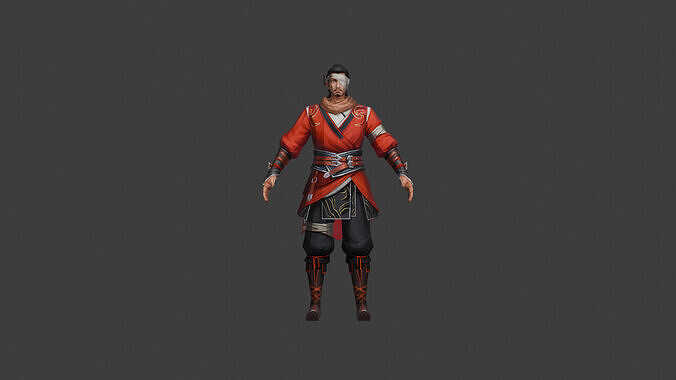 Futuristic Samurai Warrior in Red and Black Armor 3D model
