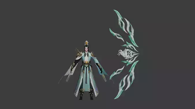 Elegant Sorcerer with Mystical Weapon