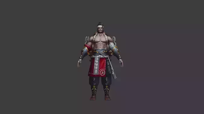 Warrior Monk with Armor and Traditional Attire