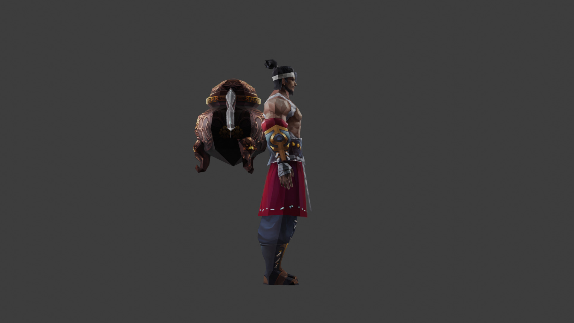 Warrior Monk with Armor and Traditional Attire 3D model_3