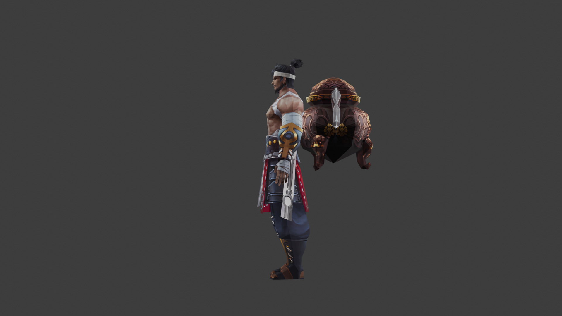 Warrior Monk with Armor and Traditional Attire 3D model_2