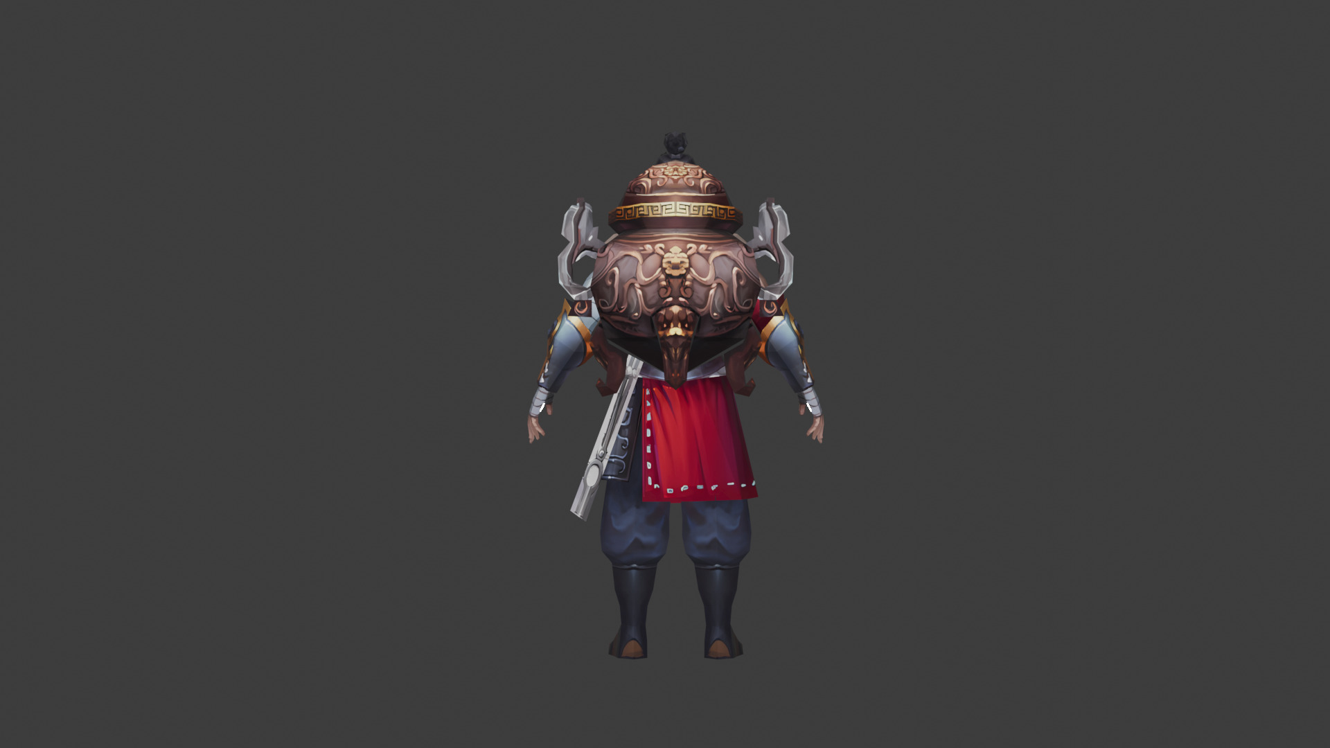 Warrior Monk with Armor and Traditional Attire 3D model_1