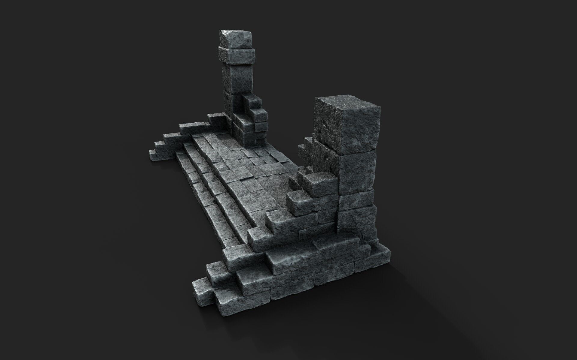 Old Stairs Low-poly 3D model_1