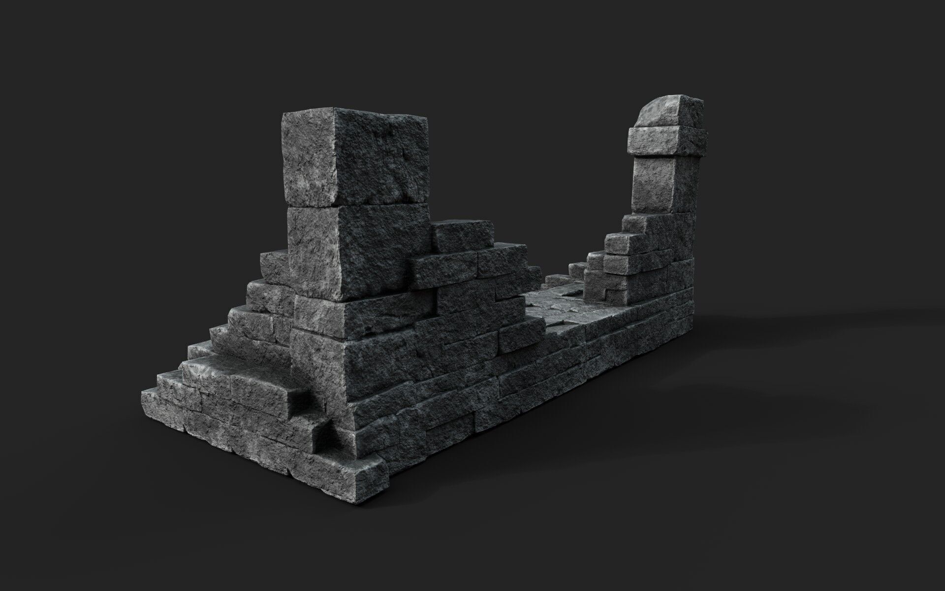 Old Stairs Low-poly 3D model_2