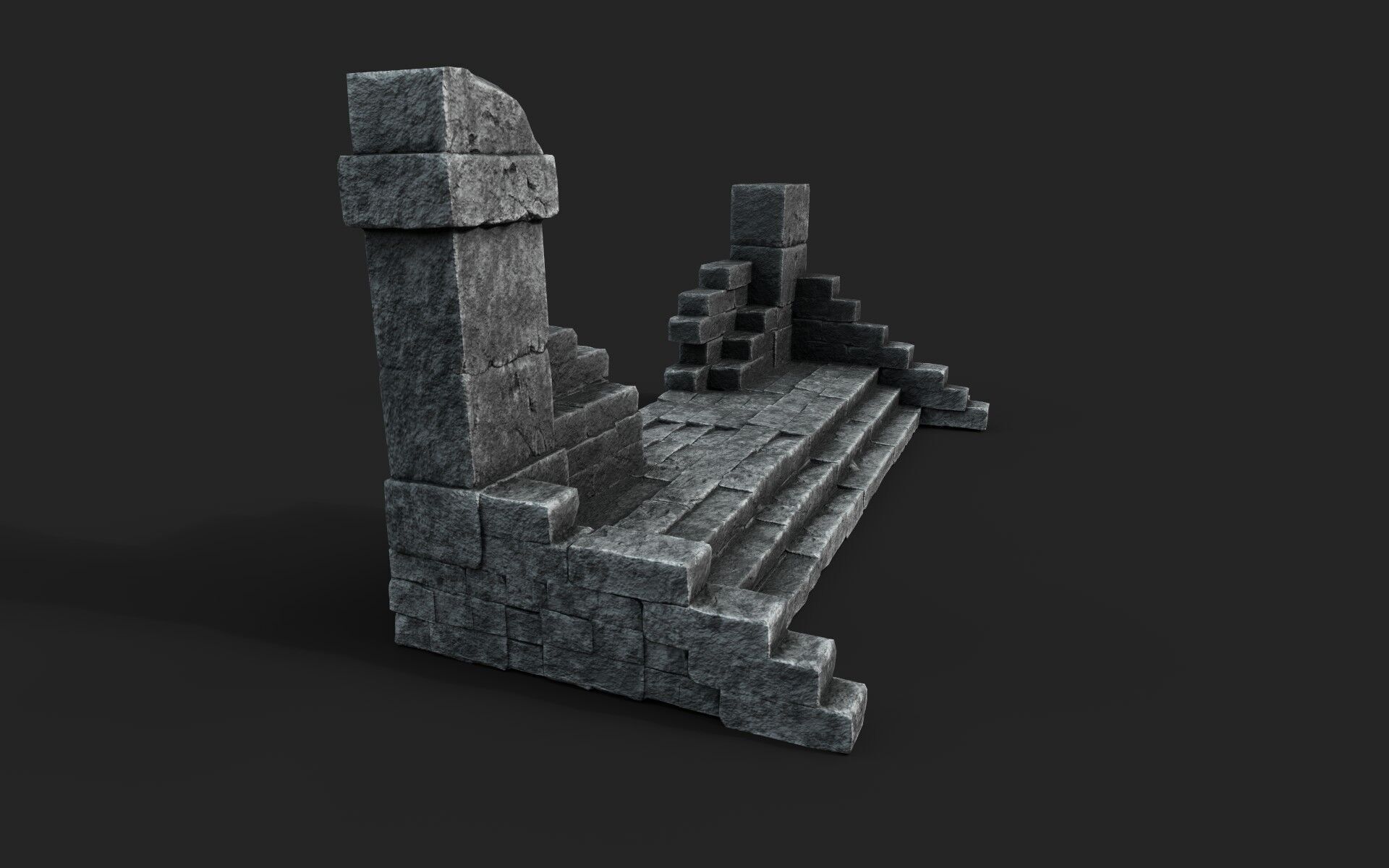 Old Stairs Low-poly 3D model_4