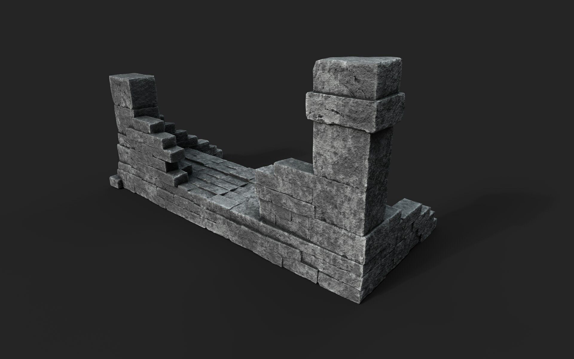 Old Stairs Low-poly 3D model_3