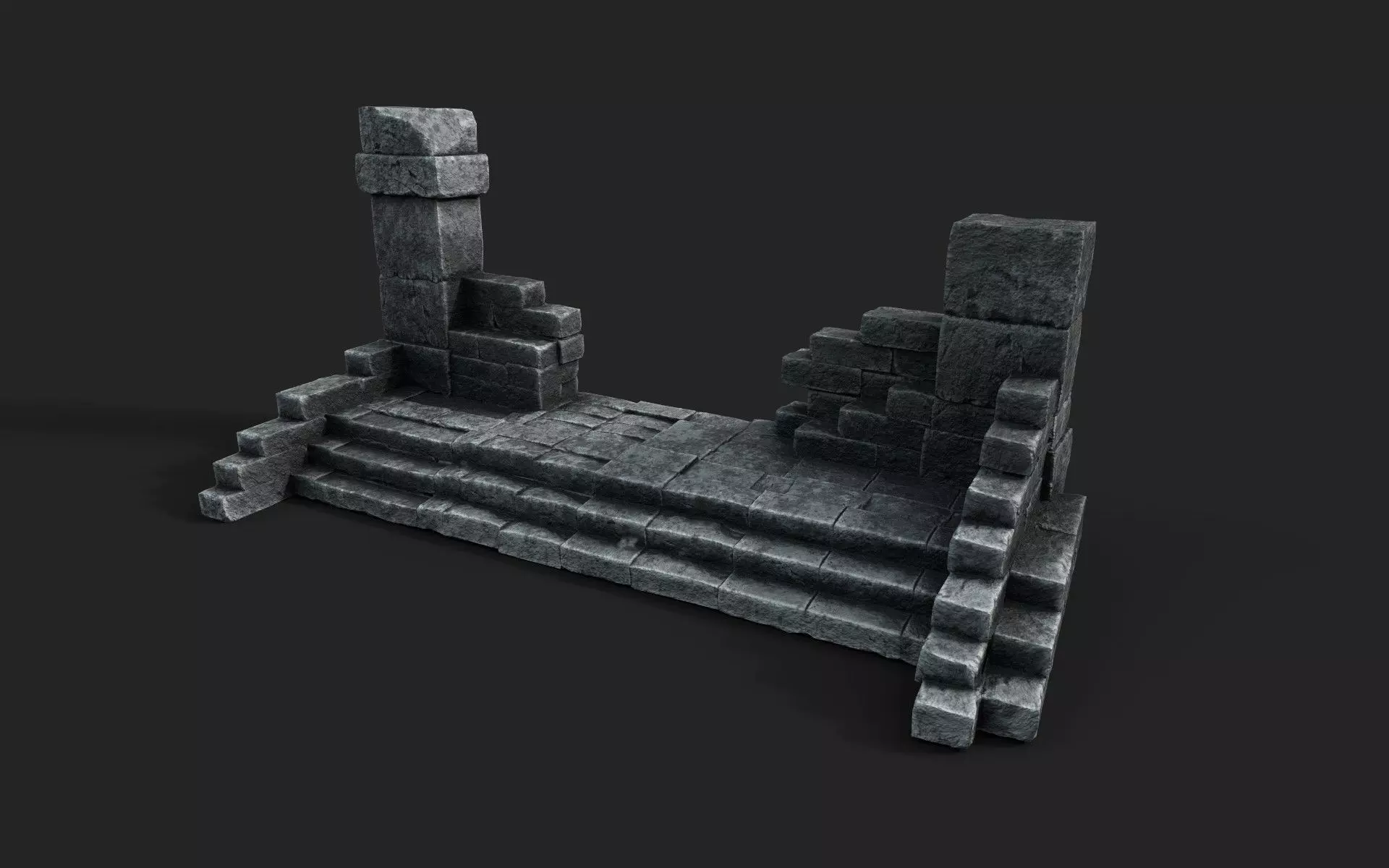 Old Stairs Low-poly 3D model_0