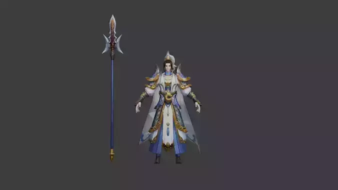 Elegant Mage with Ornate Armor and Staff