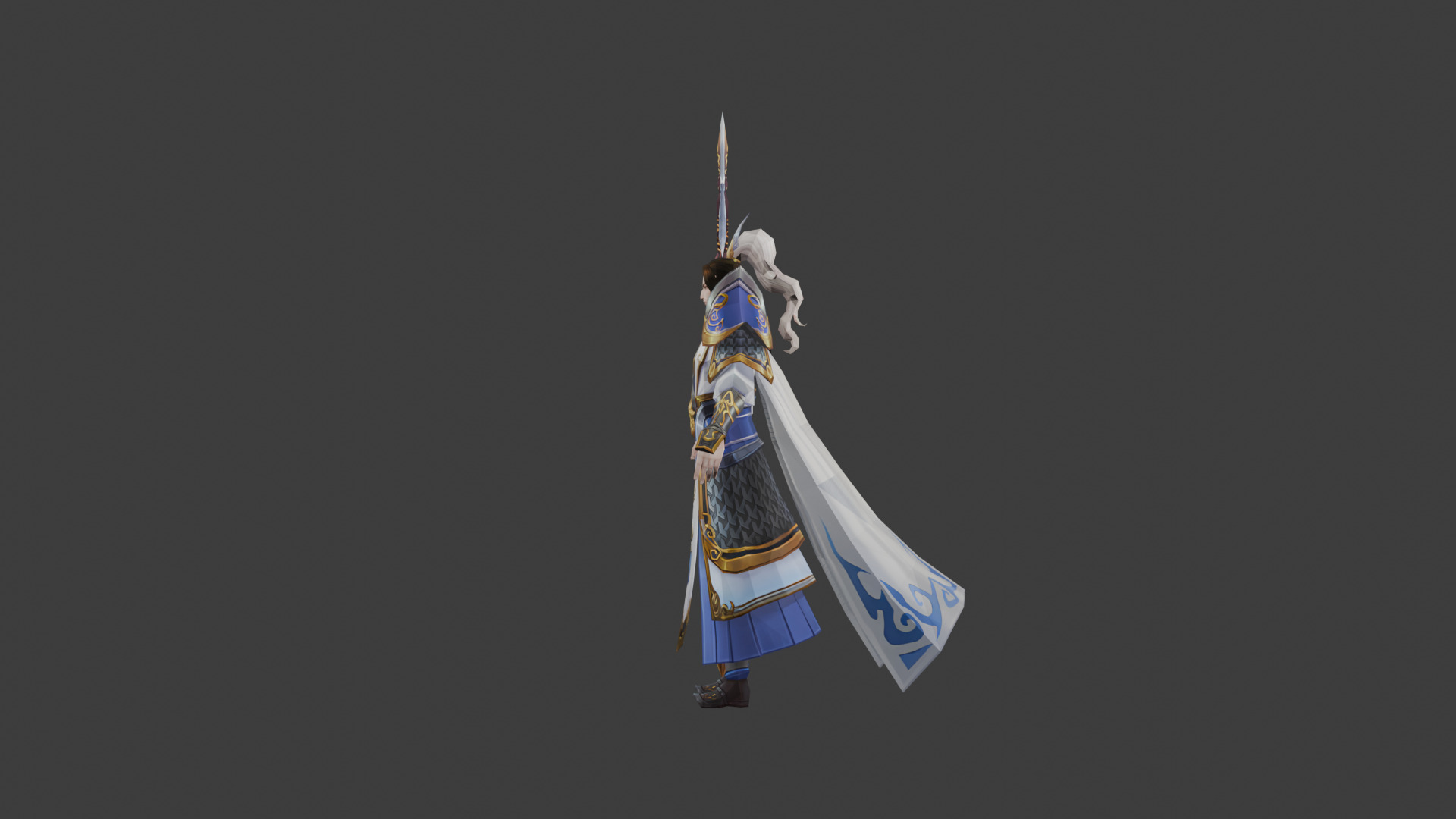 Elegant Mage with Ornate Armor and Staff 3D model_2