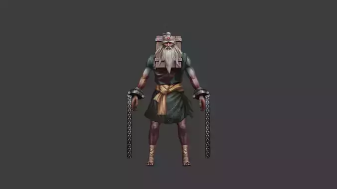 Ancient Warrior with Staff and Armored Accessories 3D model