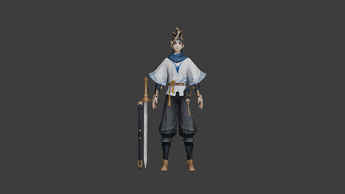 Elegant Warrior with a Sword 3D model