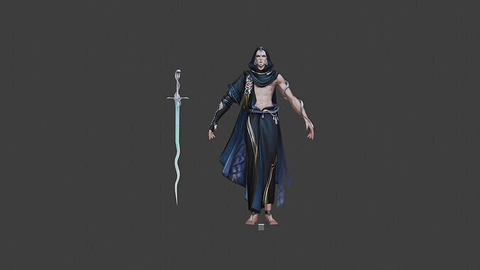 Mystical Mage with a Glowing Staff 3D model