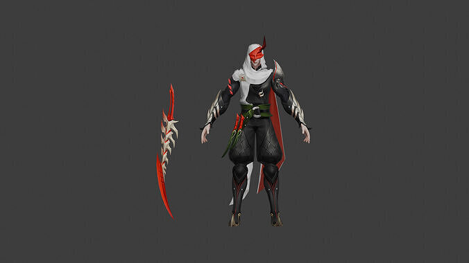 Dark Elf with a Curved Blade 3D model