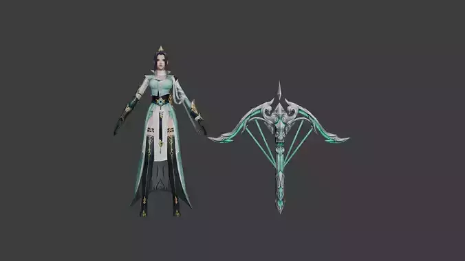 Elegant Sorceress with a Crystal Bow