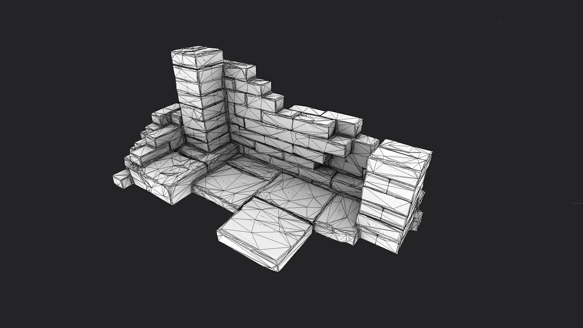 Old Ruined Wall Low-poly 3D model_6