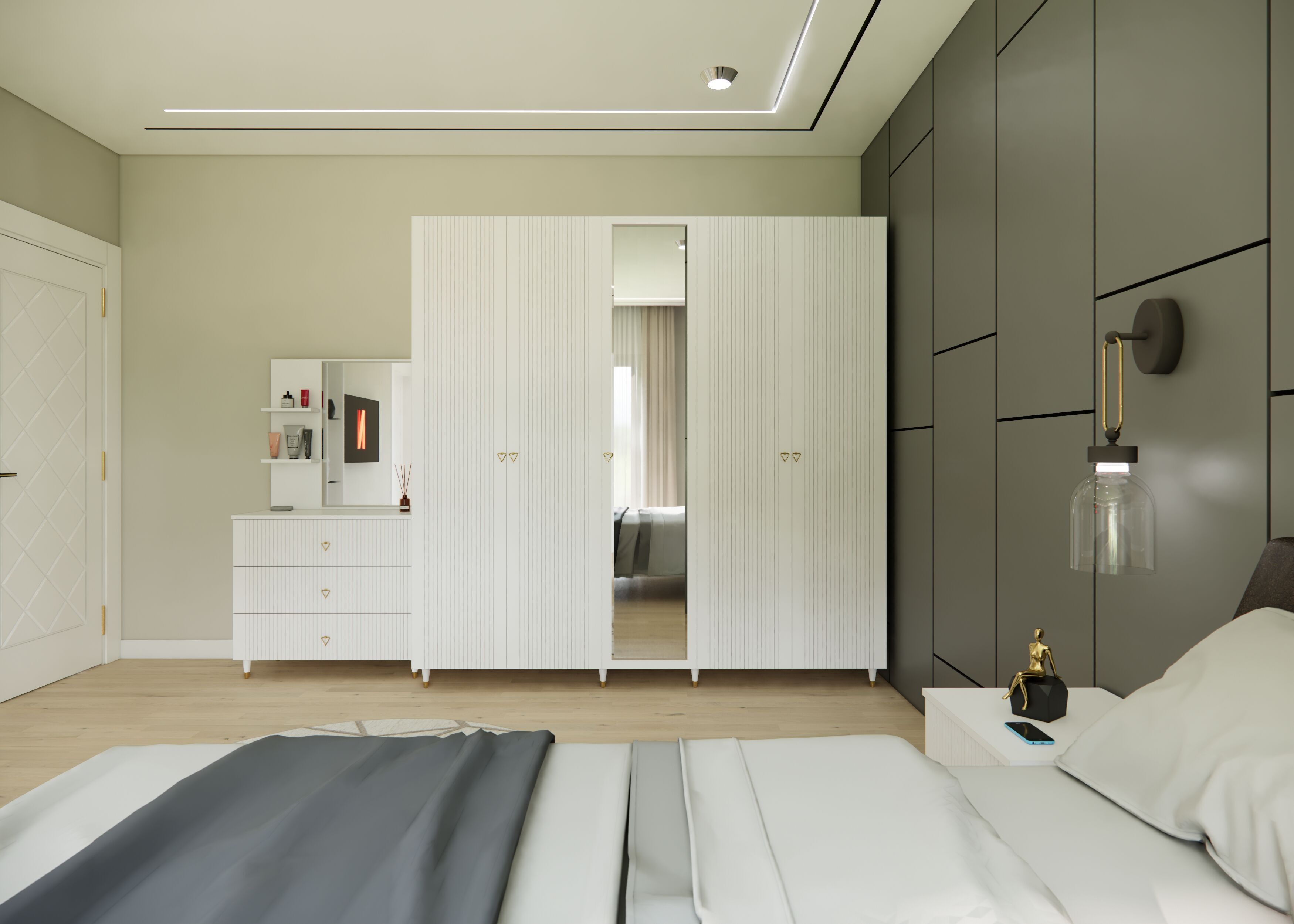 Bedroom furniture Low-poly 3D model_2