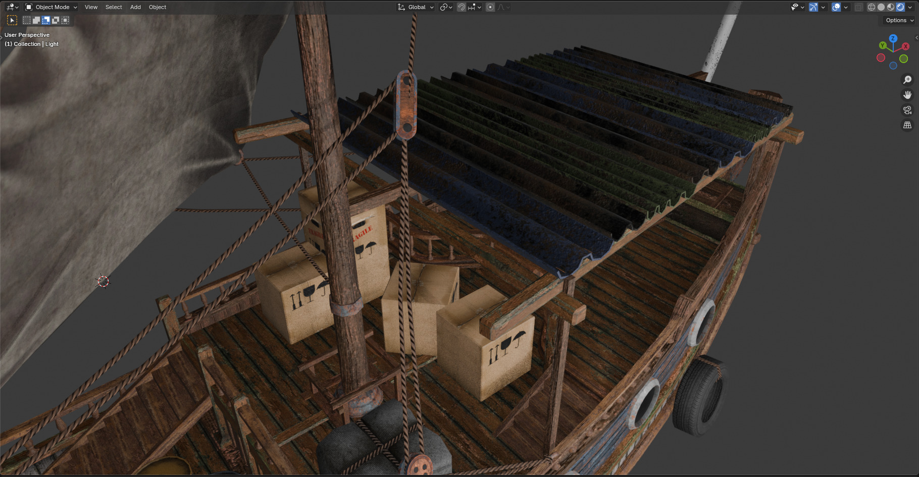 Arabian Dhow Ship Low-poly 3D model_8