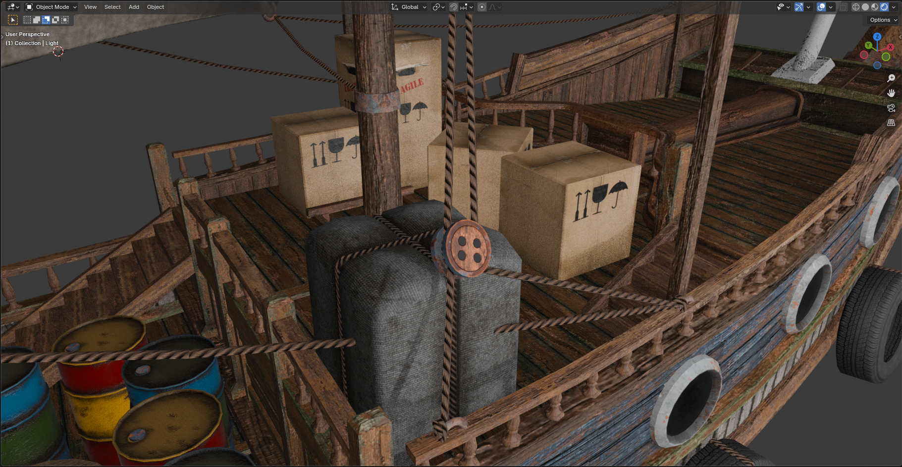 Arabian Dhow Ship Low-poly 3D model_6