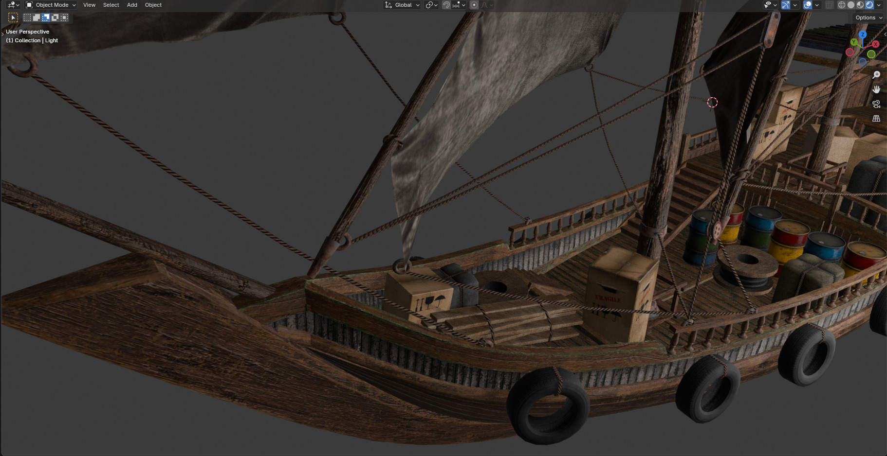 Arabian Dhow Ship Low-poly 3D model_5