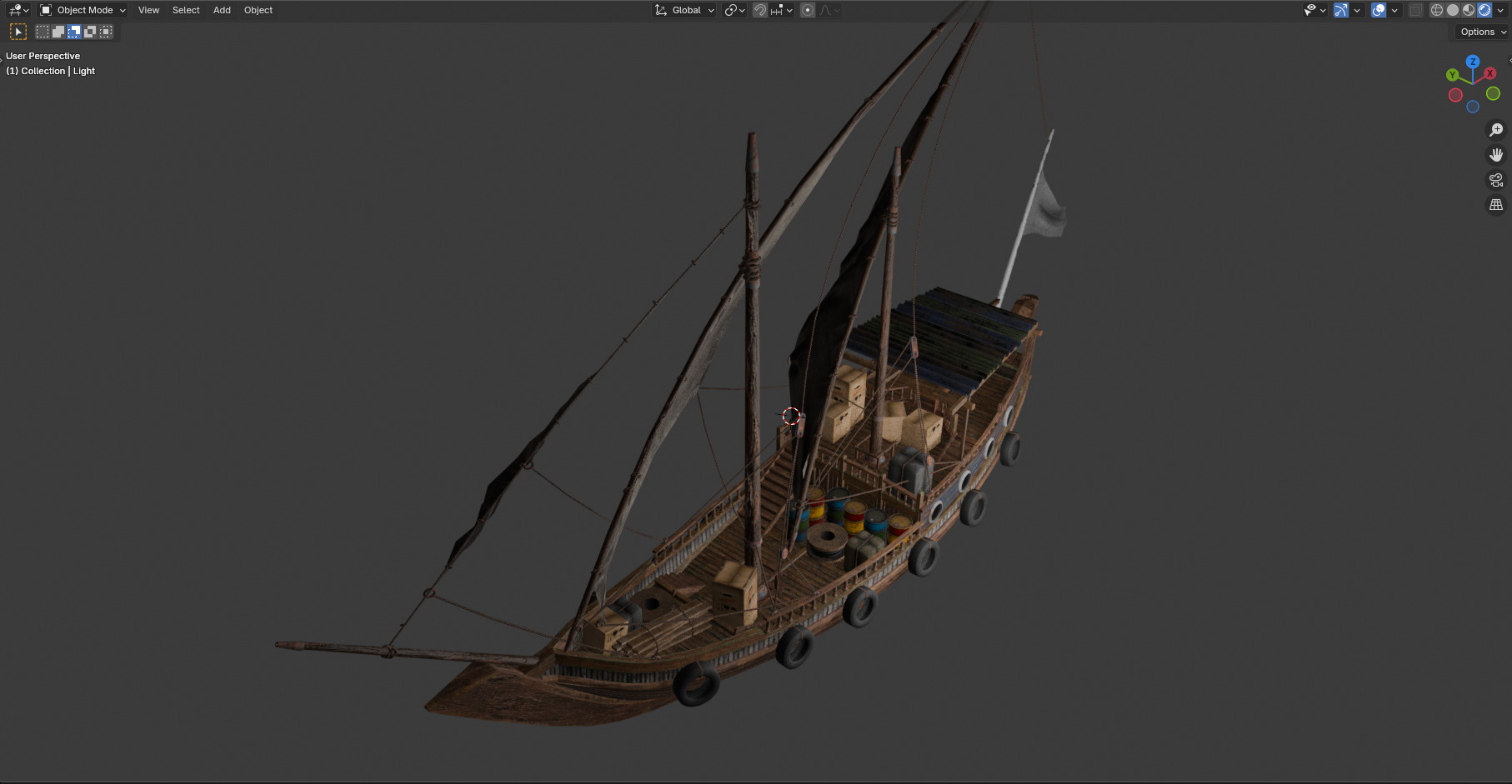 Arabian Dhow Ship Low-poly 3D model_13