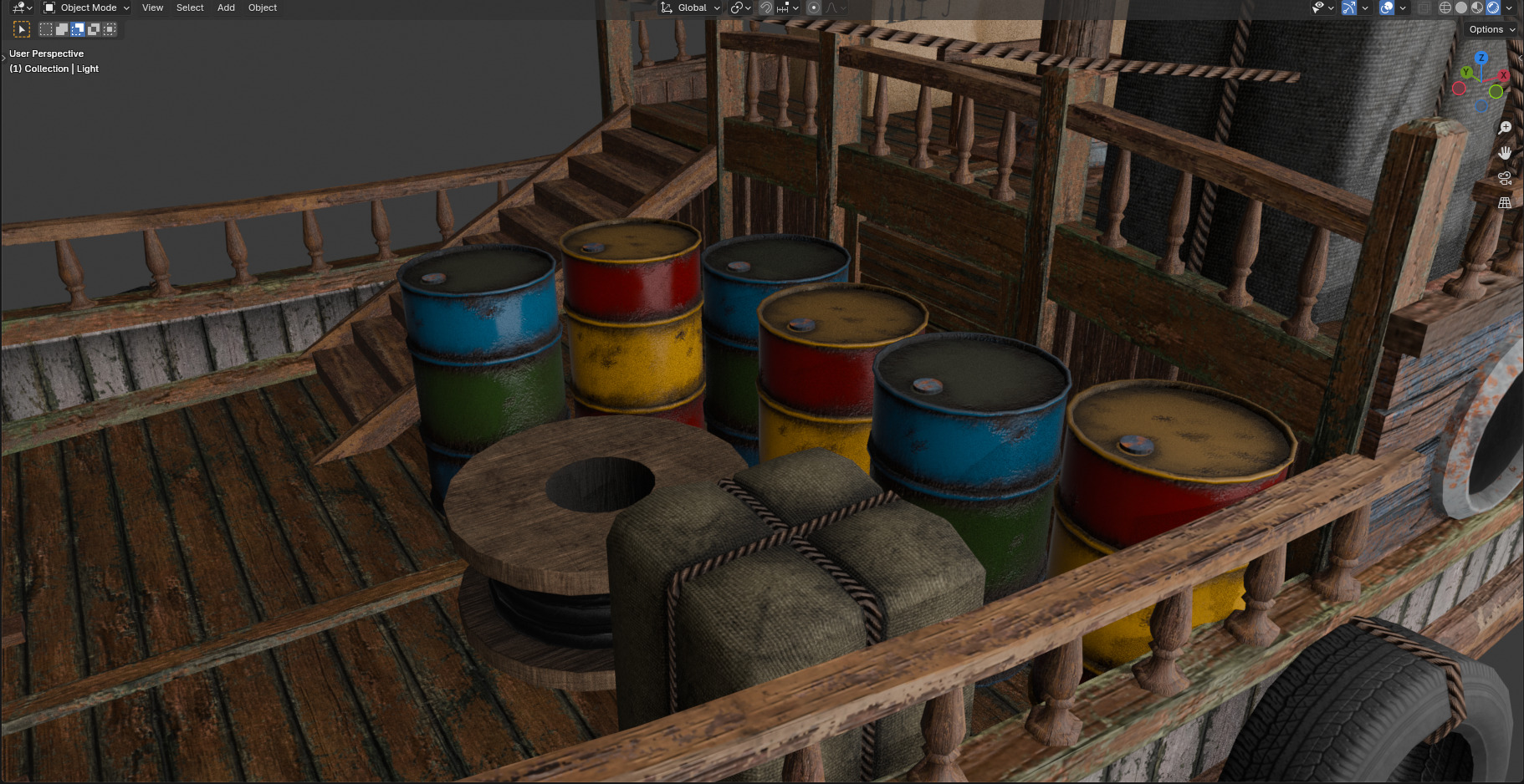 Arabian Dhow Ship Low-poly 3D model_9