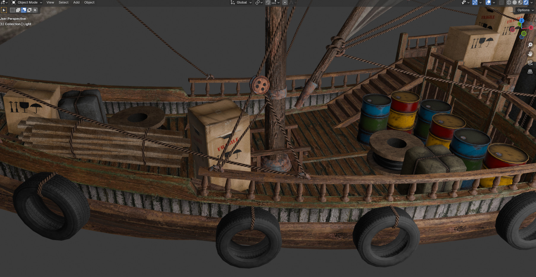 Arabian Dhow Ship Low-poly 3D model_4