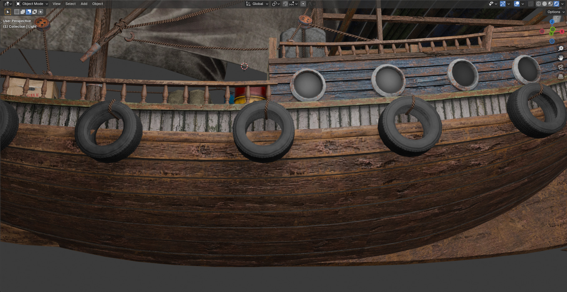 Arabian Dhow Ship Low-poly 3D model_11