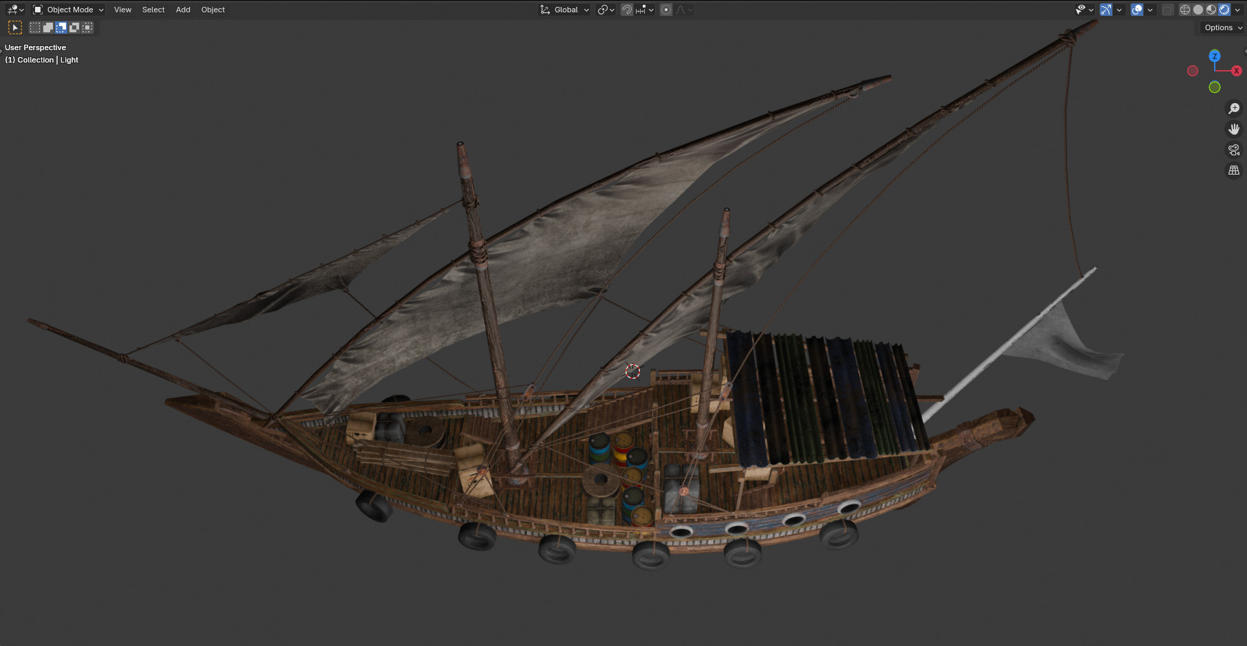 Arabian Dhow Ship Low-poly 3D model_19