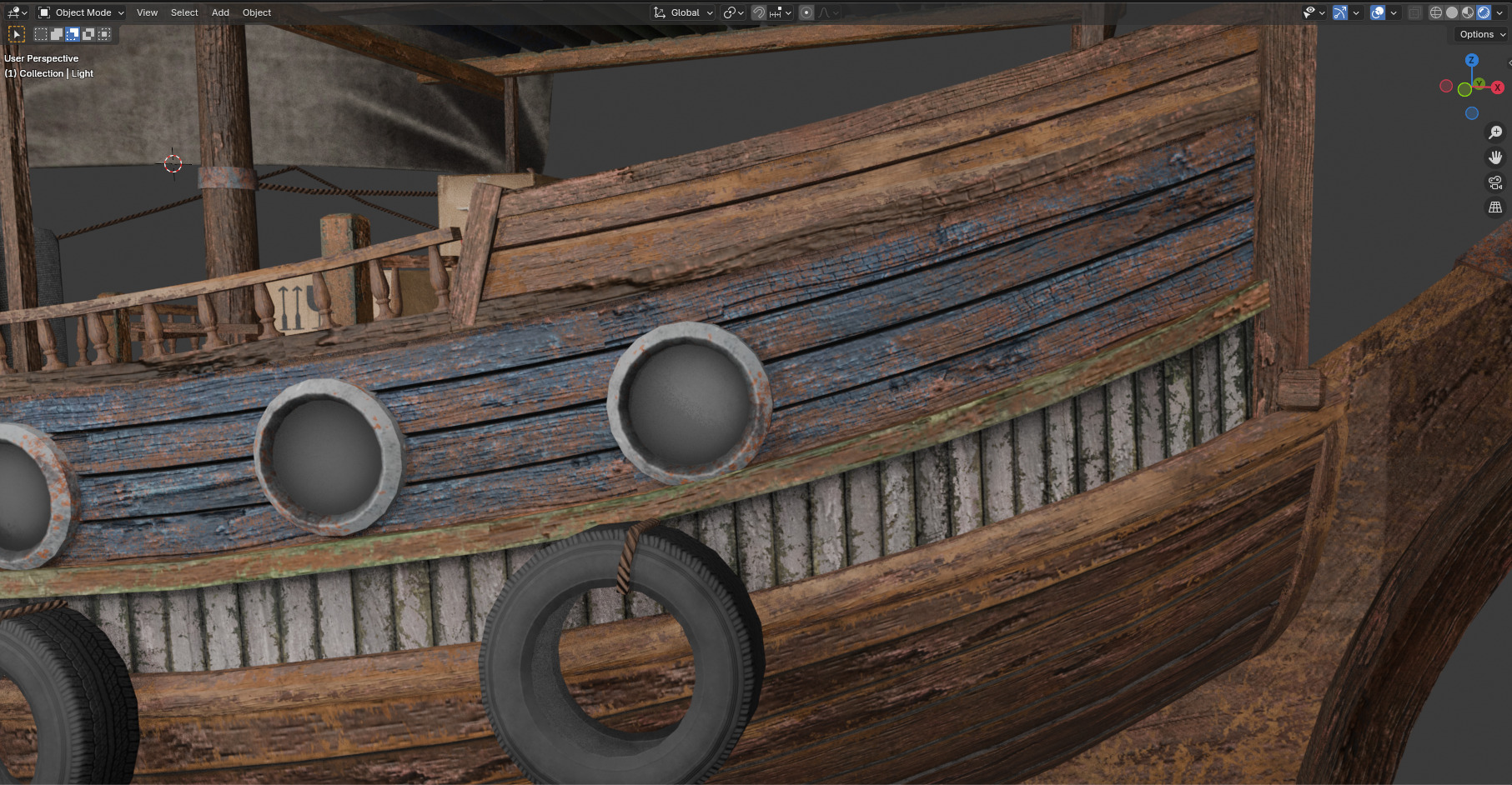 Arabian Dhow Ship Low-poly 3D model_7