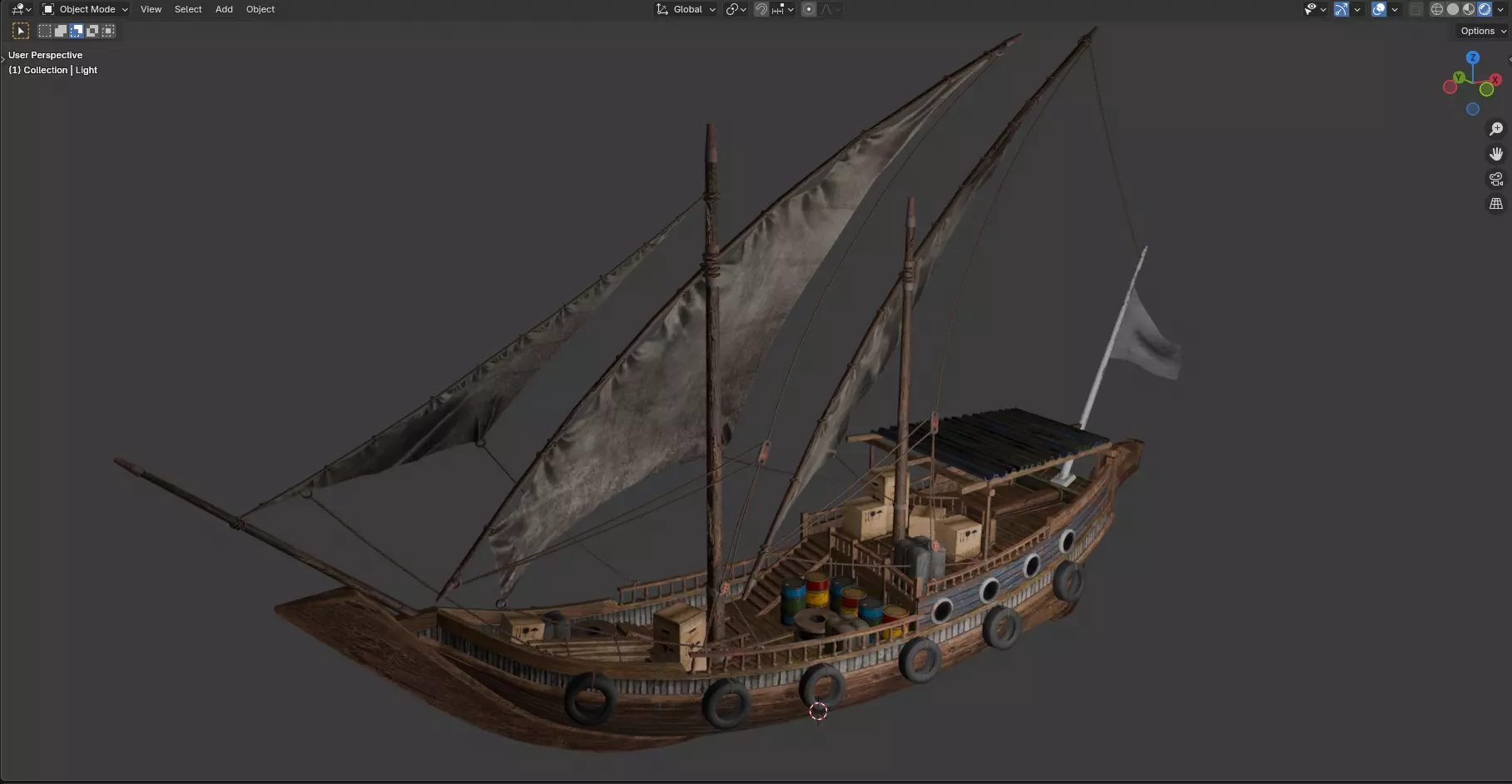 Arabian Dhow Ship Low-poly 3D model_0