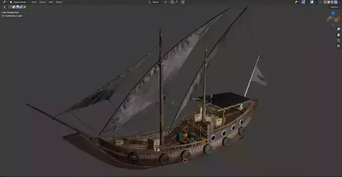 Arabian Dhow Ship Low-poly 3D model