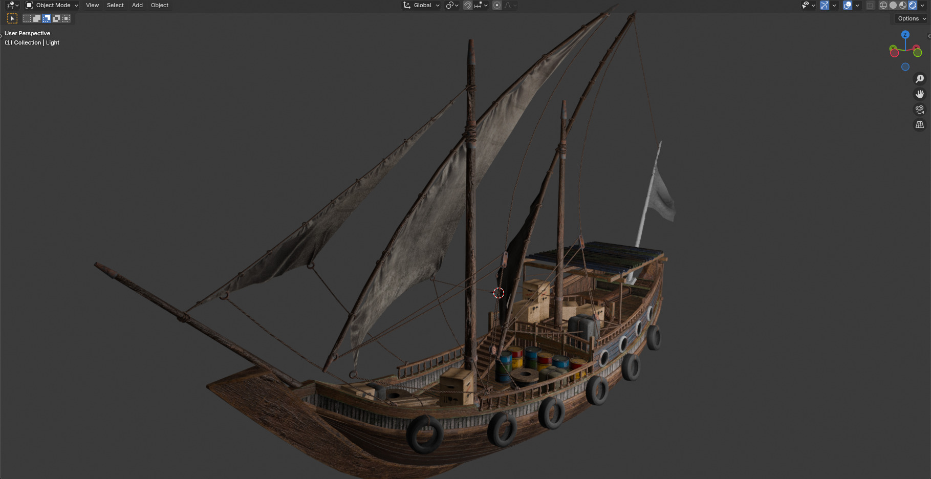 Arabian Dhow Ship Low-poly 3D model_1