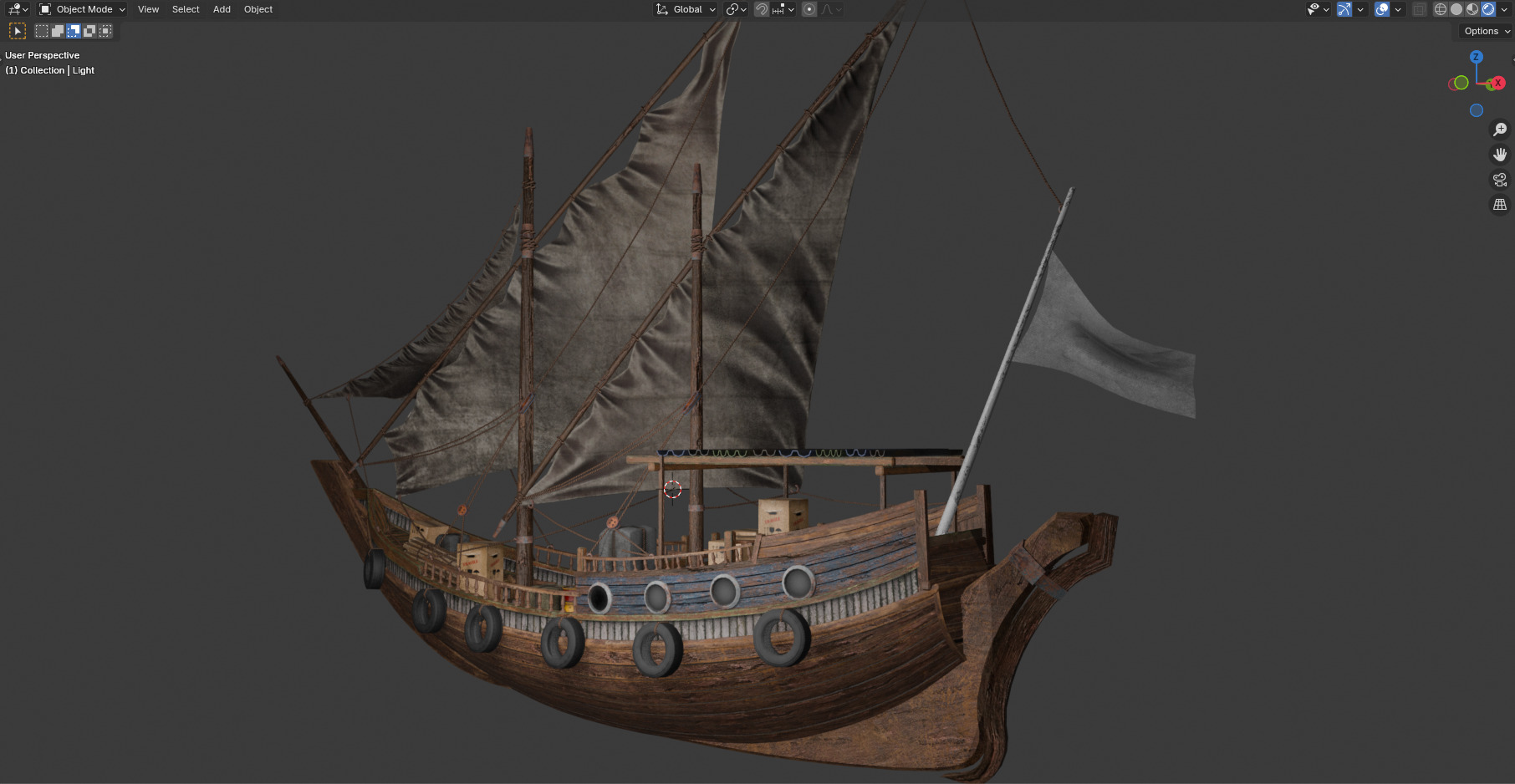 Arabian Dhow Ship Low-poly 3D model_3