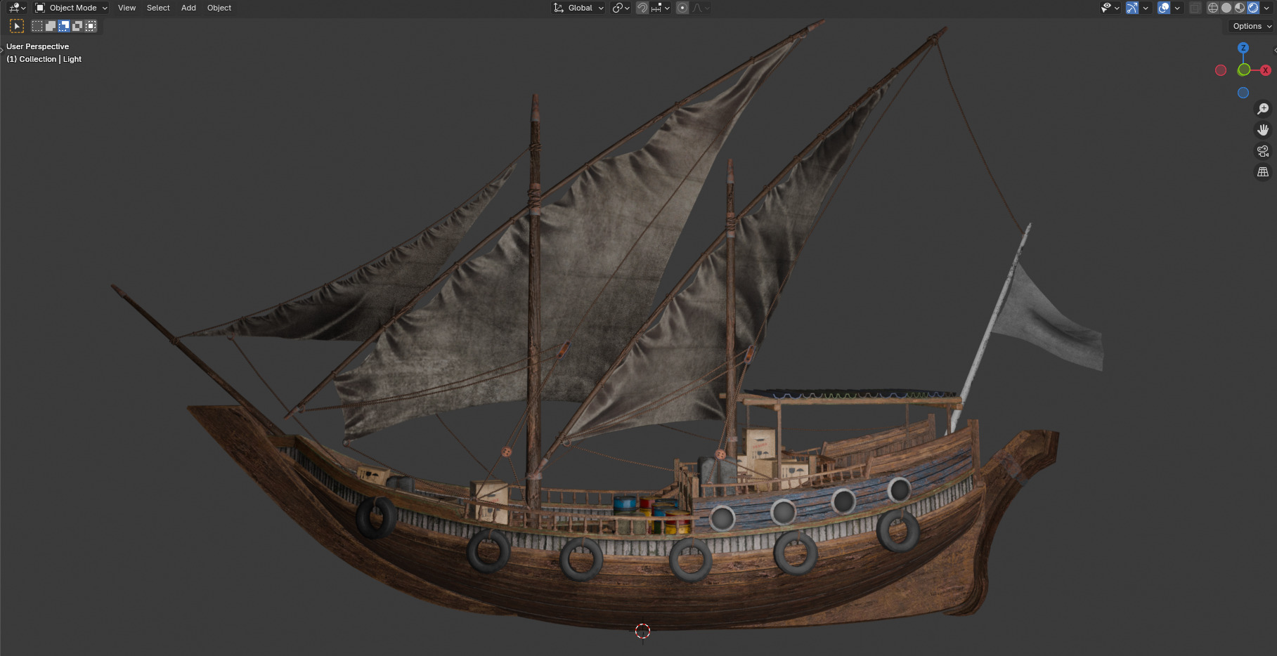 Arabian Dhow Ship Low-poly 3D model_2