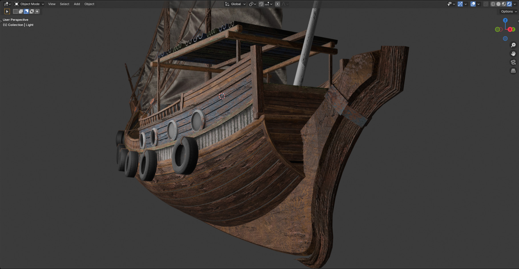 Arabian Dhow Ship Low-poly 3D model_10