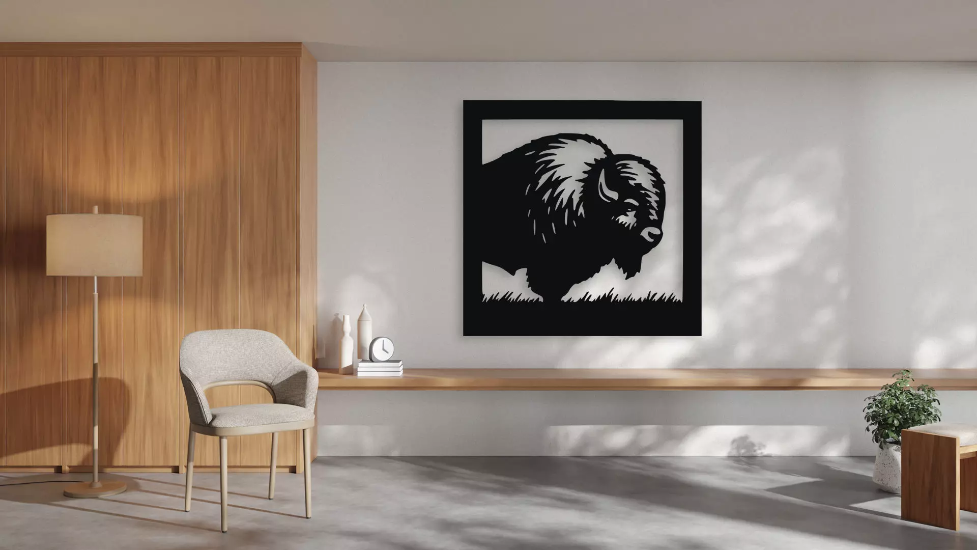 Bison Wall Decor Art 3D print model_0