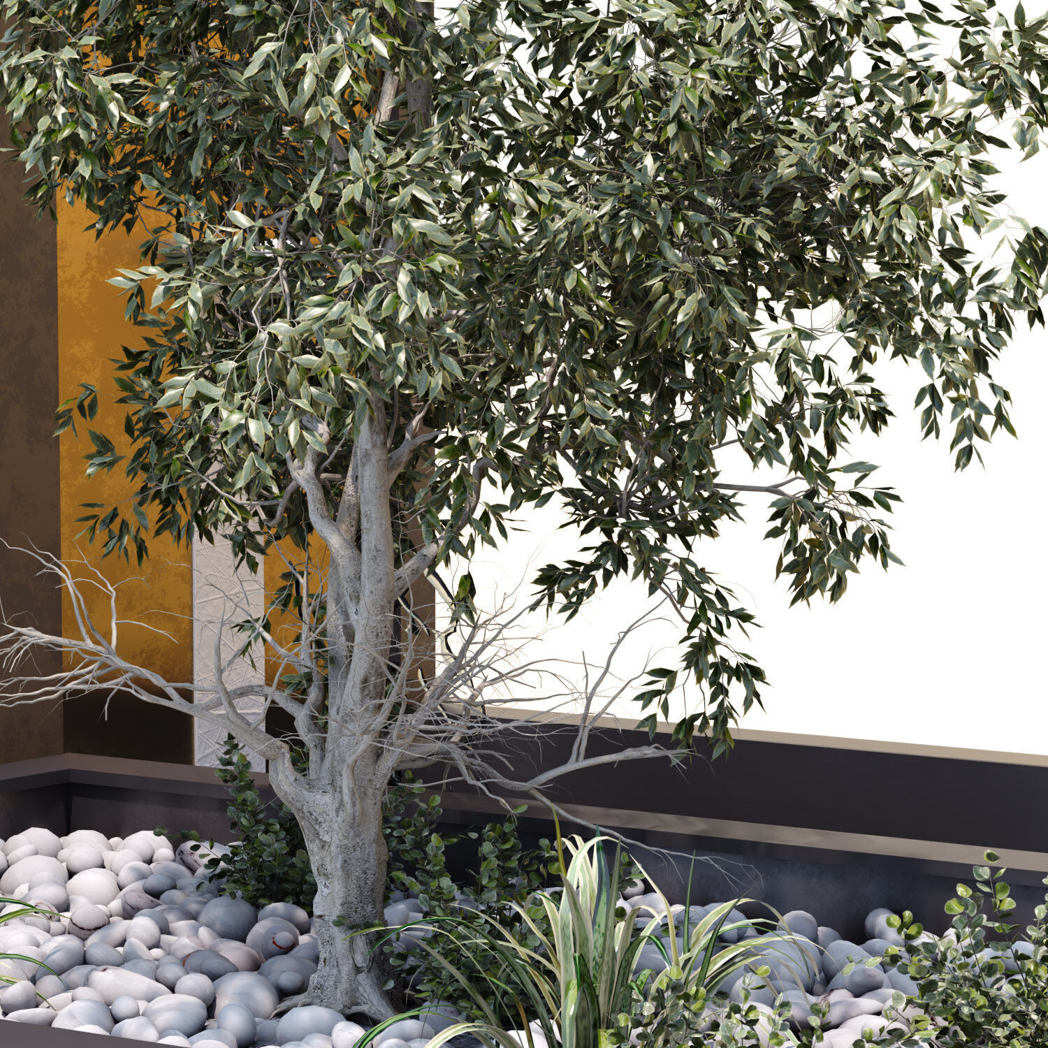 Landscape waterfall and plant set 642 3D model_1