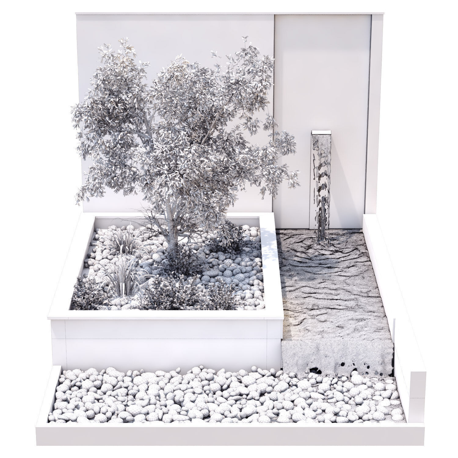 Landscape waterfall and plant set 642 3D model_4