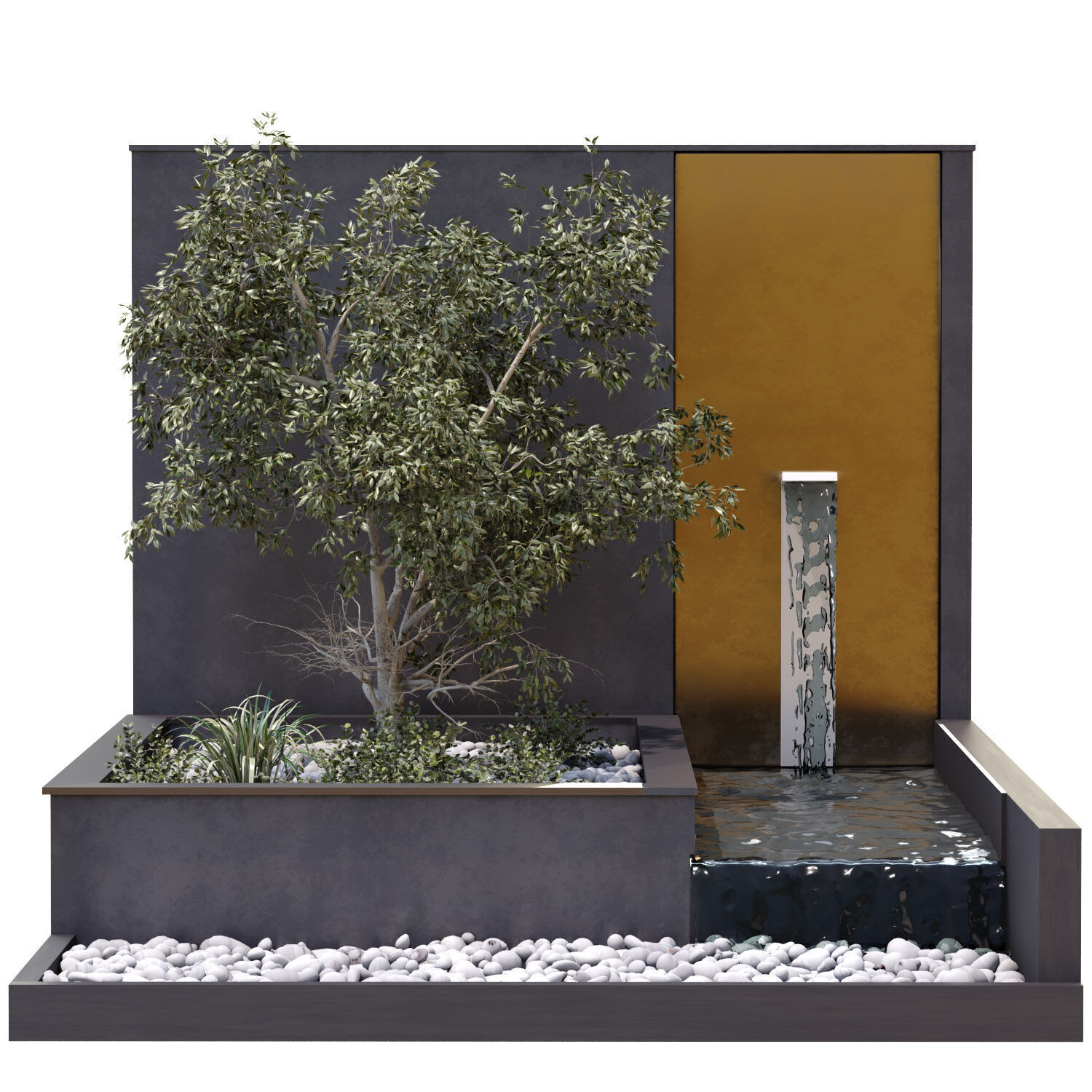 Landscape waterfall and plant set 642 3D model_3