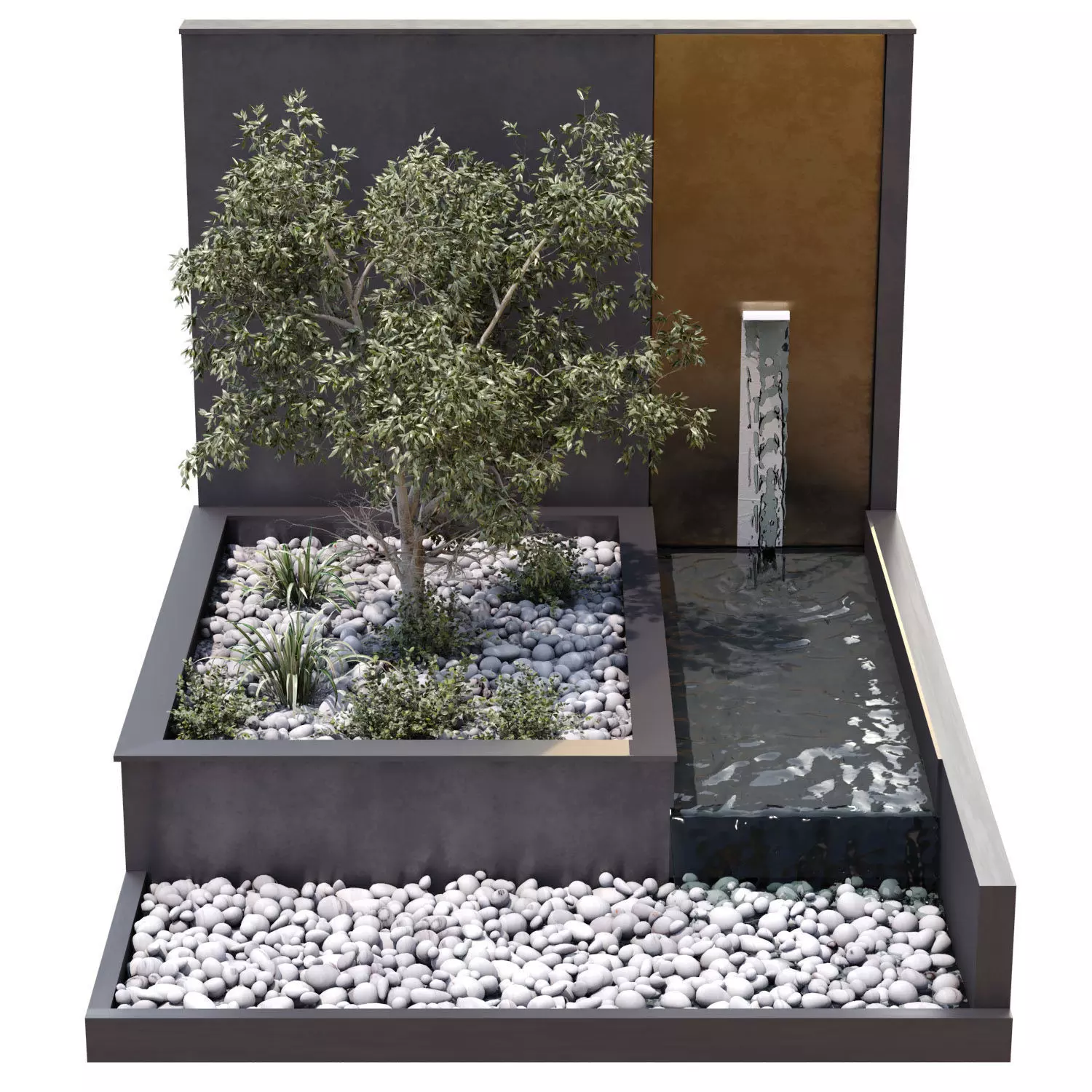 Landscape waterfall and plant set 642 3D model_0