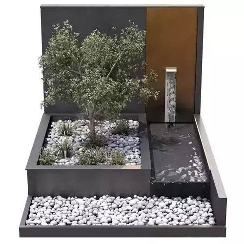 Landscape waterfall and plant set 642 3D model Landscape waterfall and plant set 642 3D model