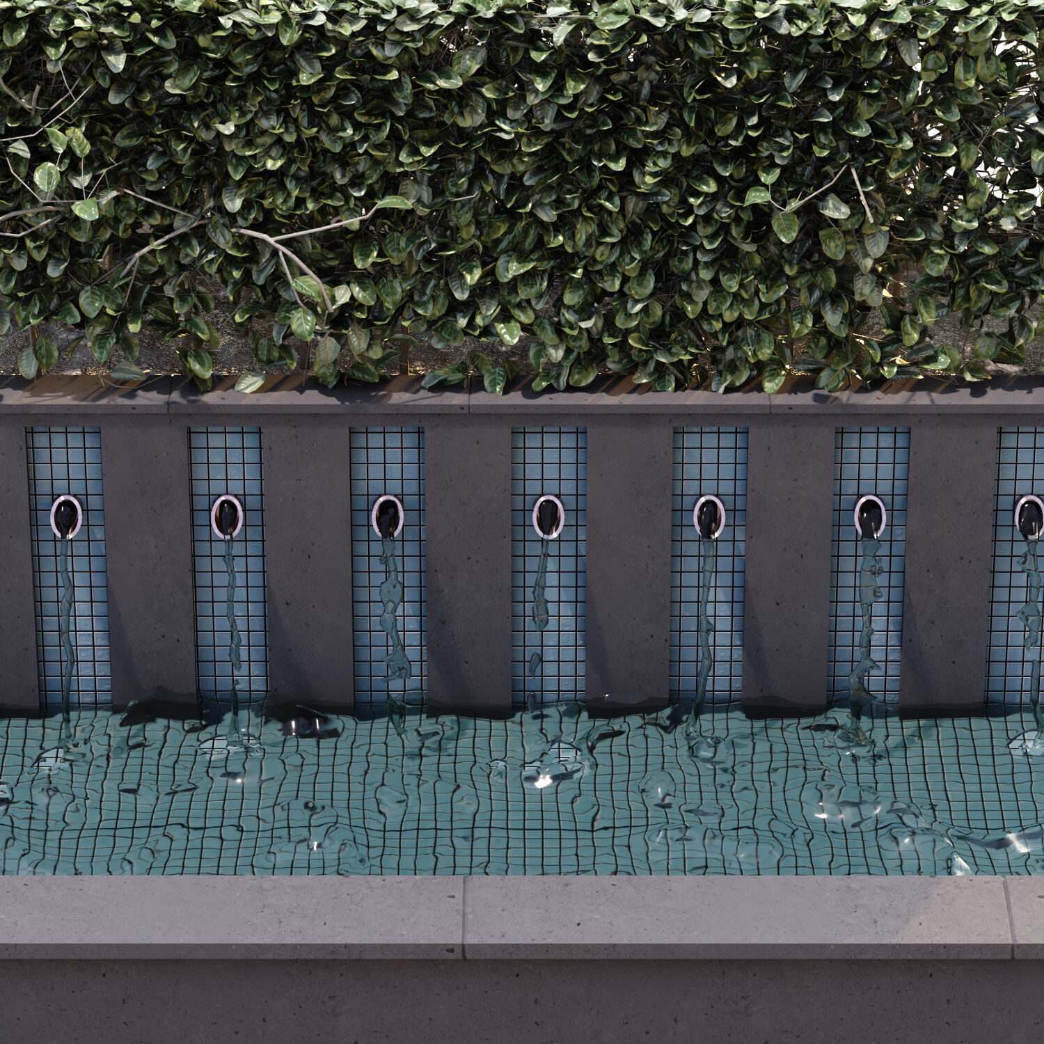 Landscape waterfall and plant set 644 3D model_2